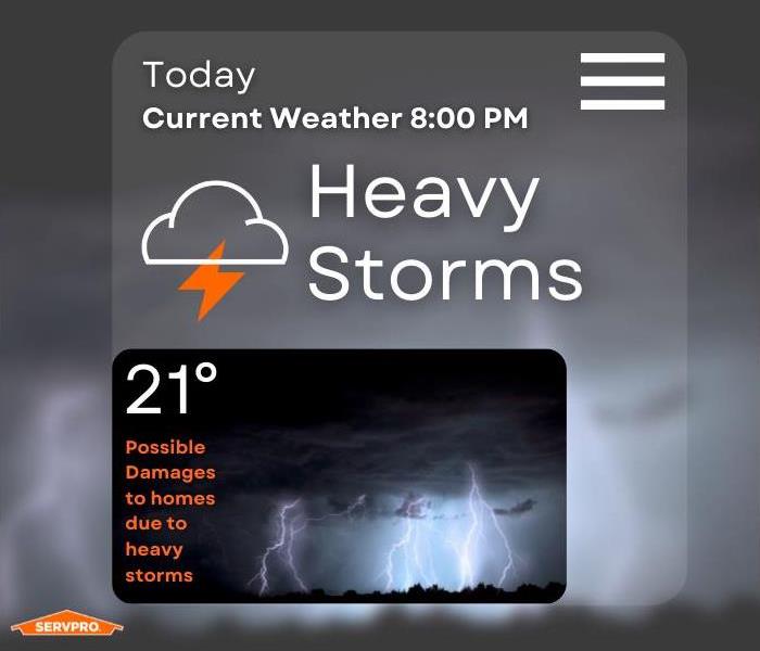 Heavy storms graphic with SERVPRO logo and stormy photos 